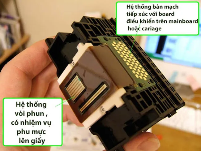 đầu phun máy in bị tắc nghẽn