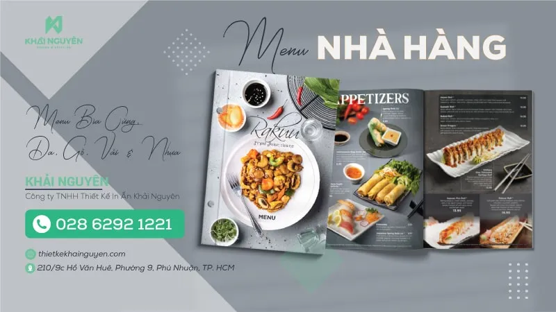 Thiết kế menu nhà hàng sang trọng